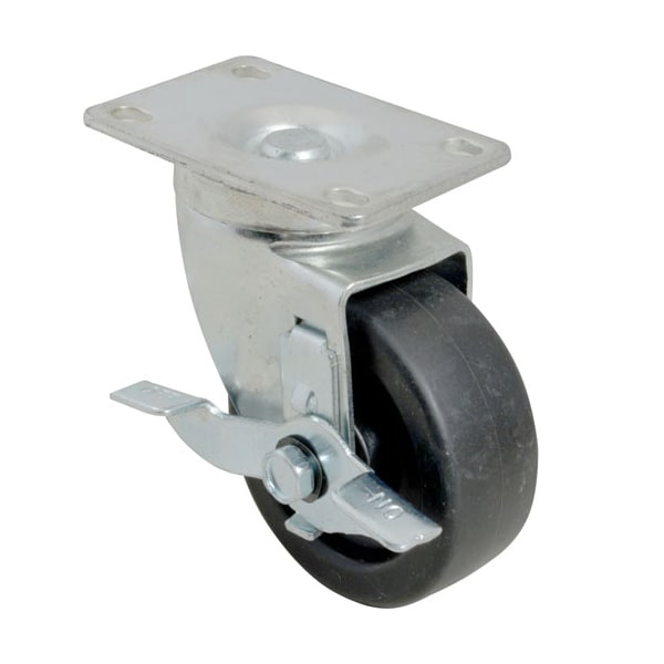 Caster, Plate3-1/2", W/Brk , Blk